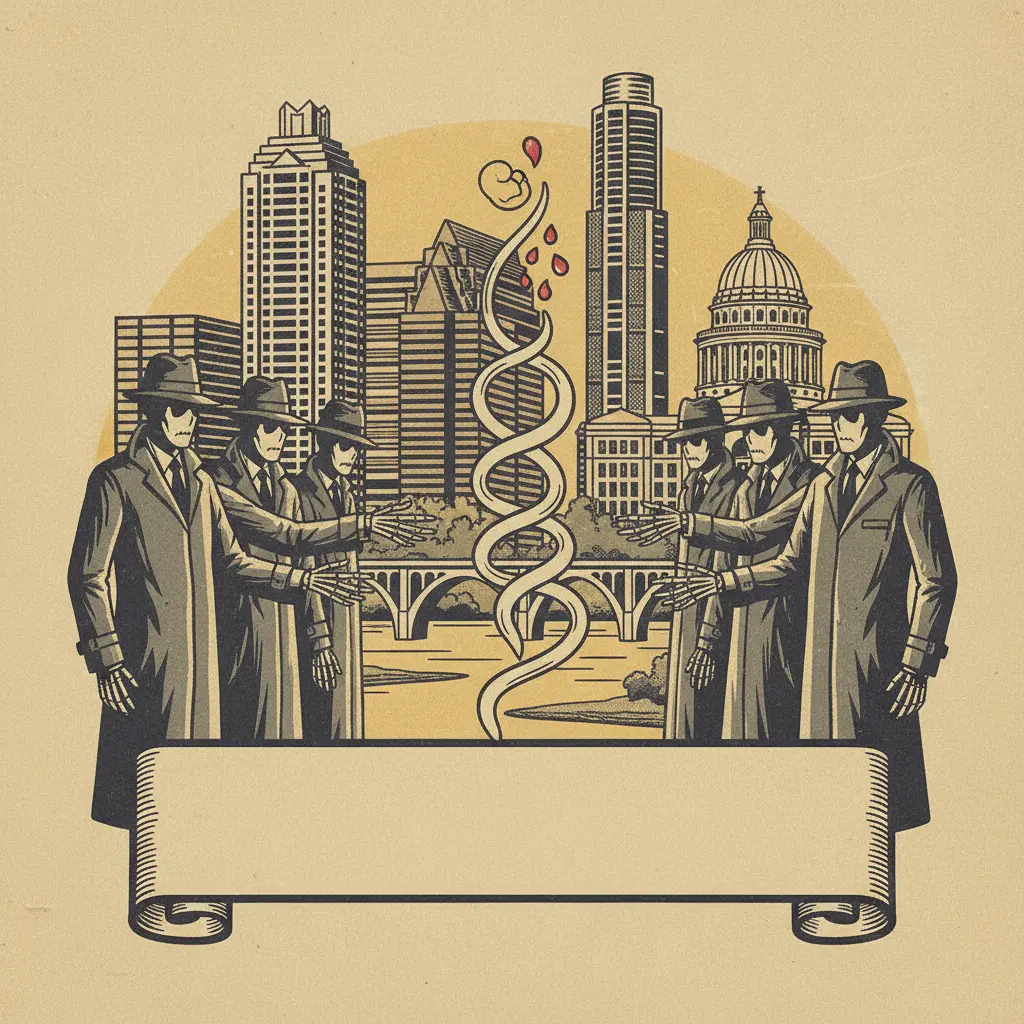 Editorial illustration: THEY'RE COMING FOR YOUR BABY'S CORD BLOOD