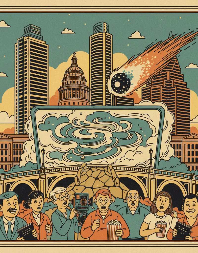 Editorial illustration: THE END IS NIGH, BUT AT LEAST WE KNOW WHERE TO WATCH IT