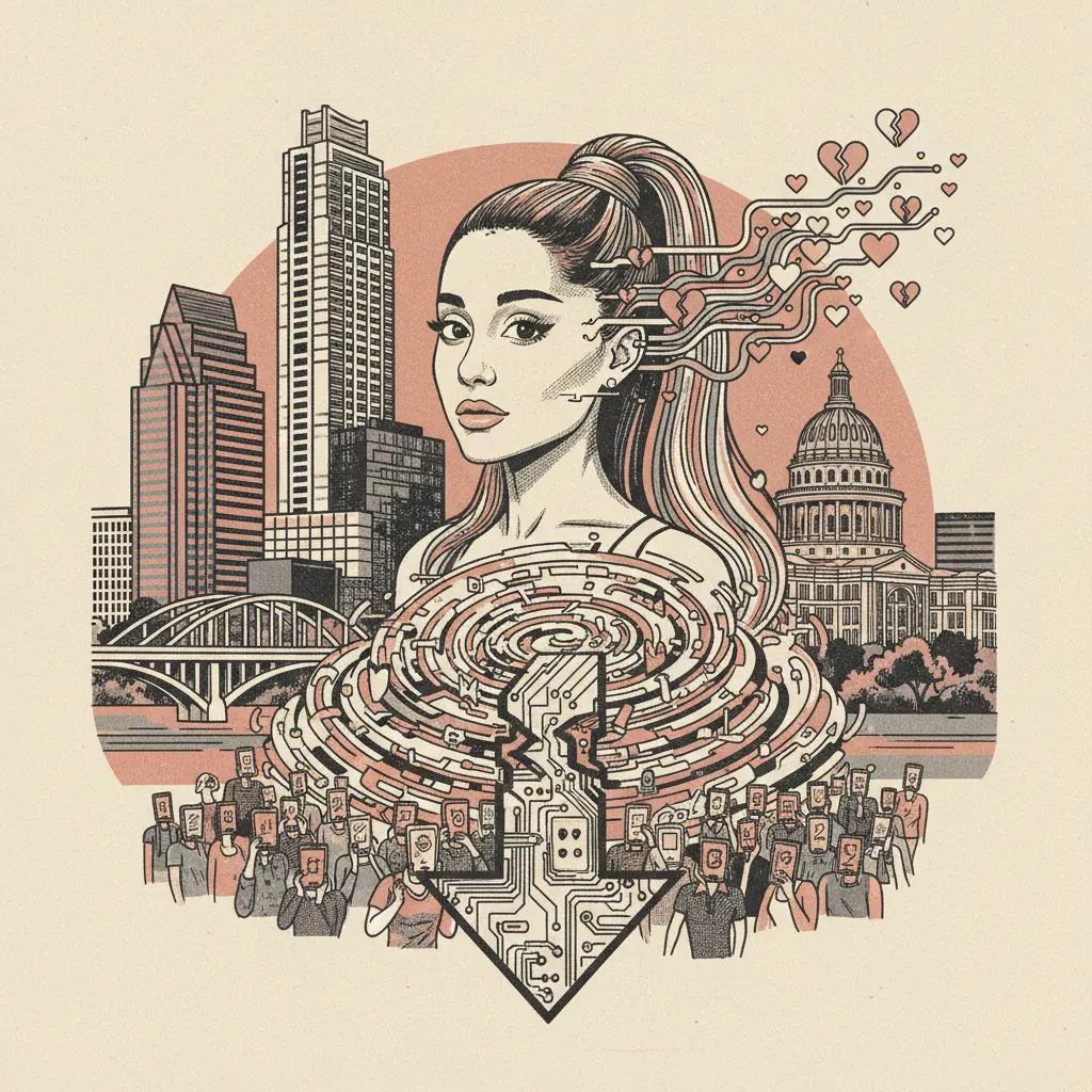 Editorial illustration: ARIANA GRANDE FANS BETRAYED BY THE ALGORITHM