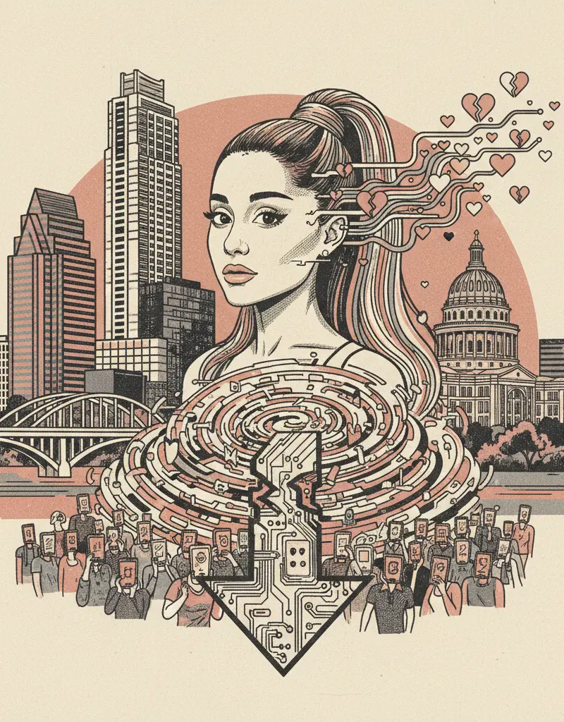 Editorial illustration: ARIANA GRANDE FANS BETRAYED BY THE ALGORITHM