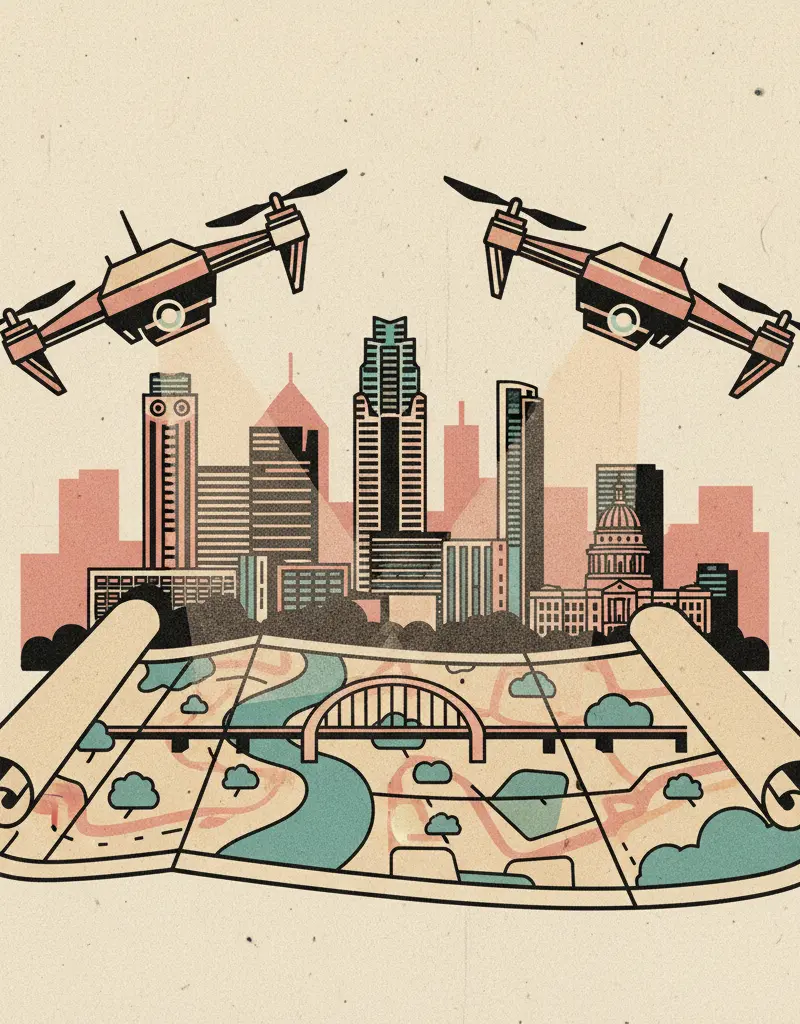Editorial illustration: THE DRONES ARE LEARNING TO READ MAPS