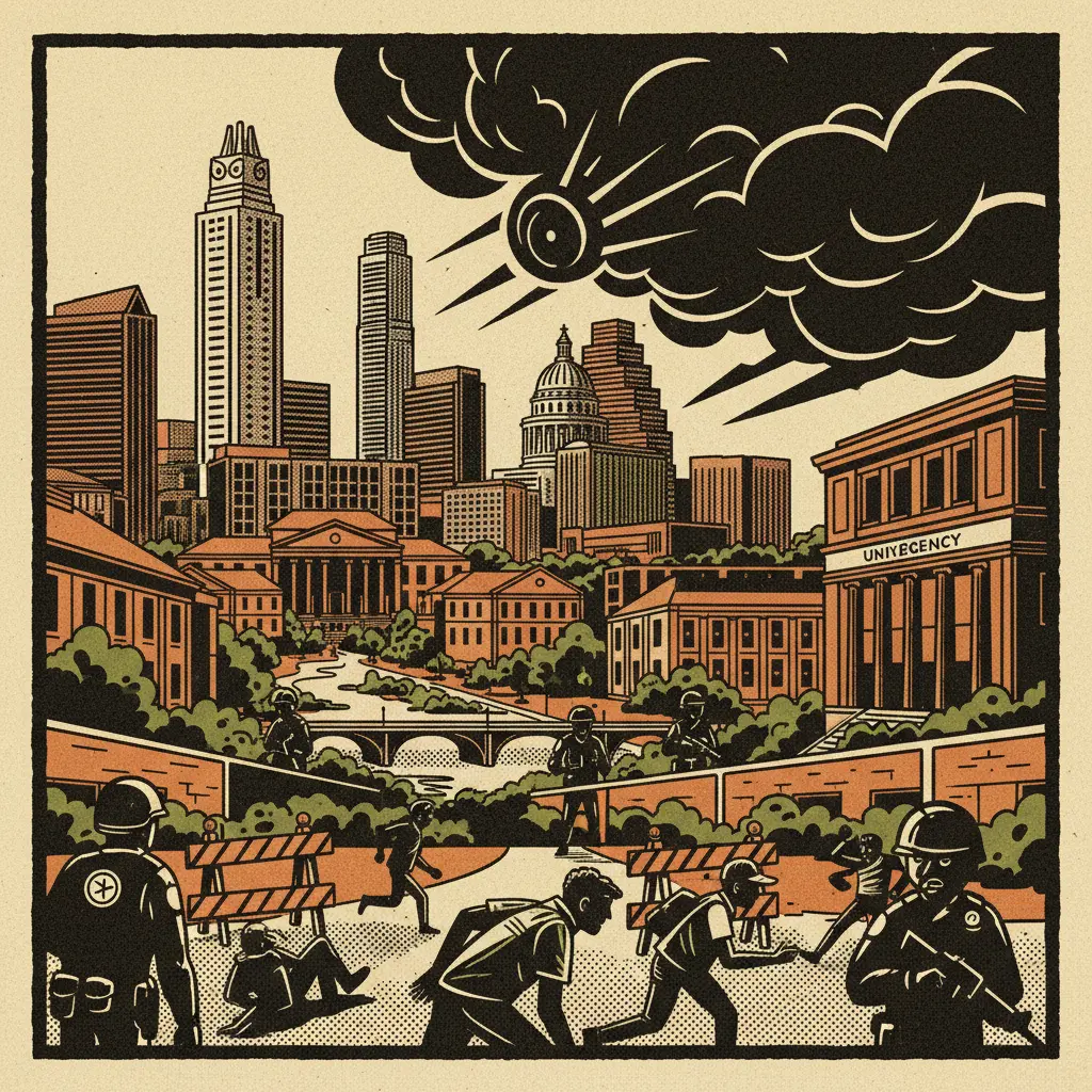 Editorial illustration: CAMPUS LOCKDOWN: THE INEVITABLE HAS ARRIVED