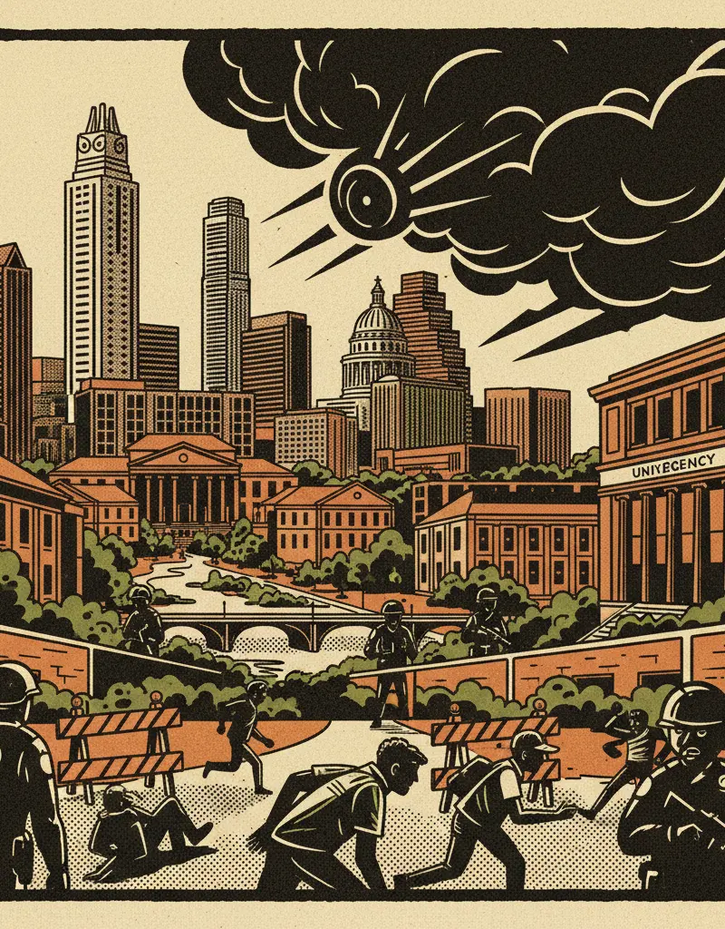 Editorial illustration: CAMPUS LOCKDOWN: THE INEVITABLE HAS ARRIVED