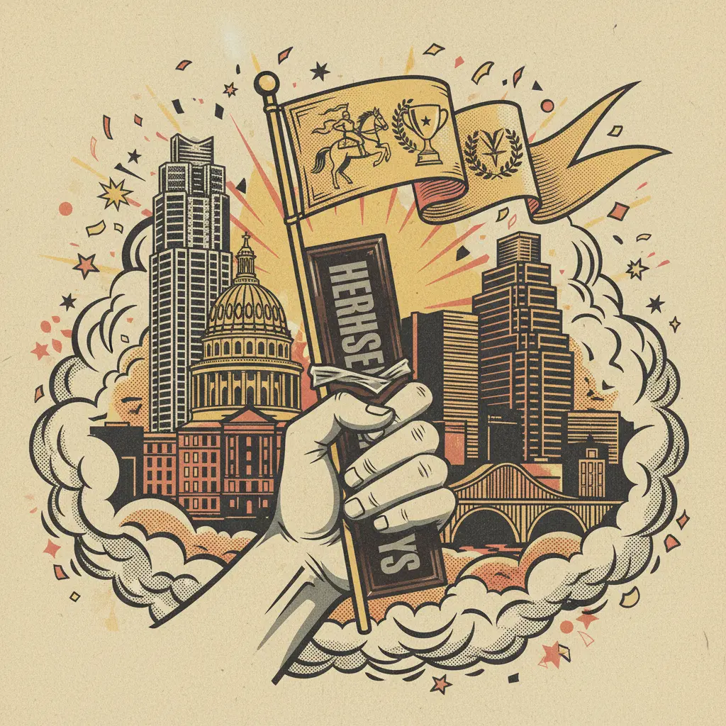 Editorial illustration: HERSHEY'S SELLS YOU THE FANTASY OF VICTORY