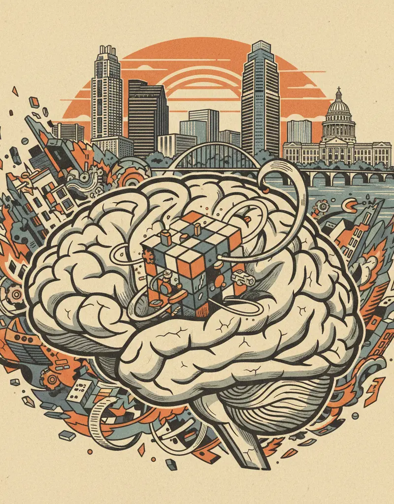 Editorial illustration: BRAIN TEASER IN A WORLD OF CONSTANT CRISIS