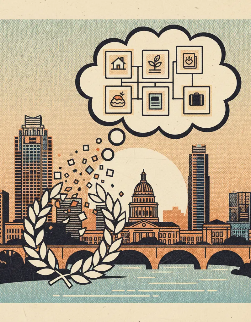 Editorial illustration: GLORY IS FLEETING, BUT PINTEREST BOARDS ARE FOREVER