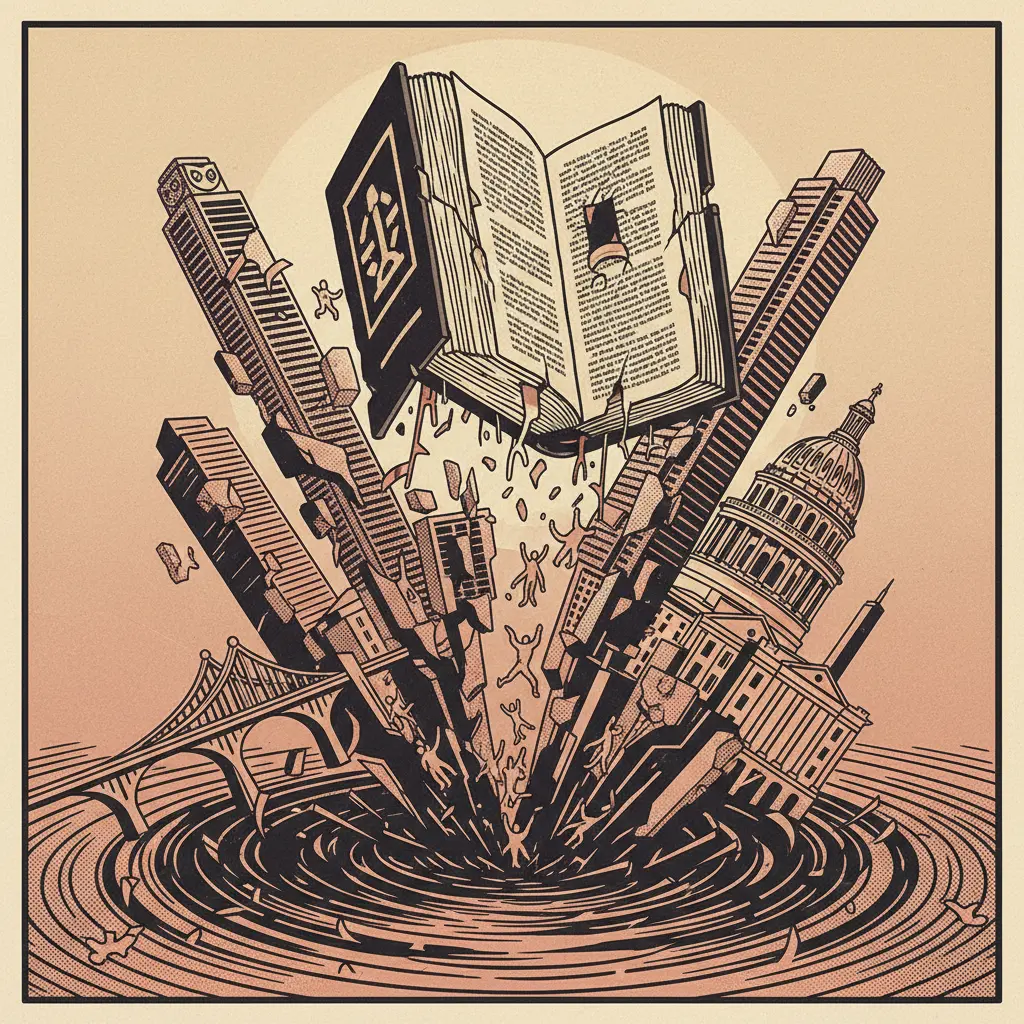 Editorial illustration: LITERATURE WINS, WE ALL LOSE (EVENTUALLY)