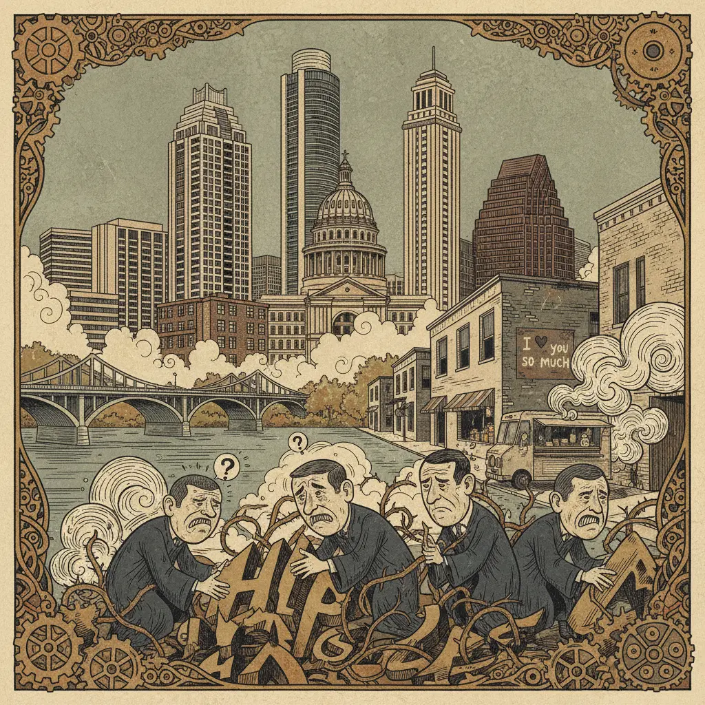 Editorial illustration: TEXAS STATE PROFESSORS TO STUDY WHY HELPING PEOPLE SUCKS