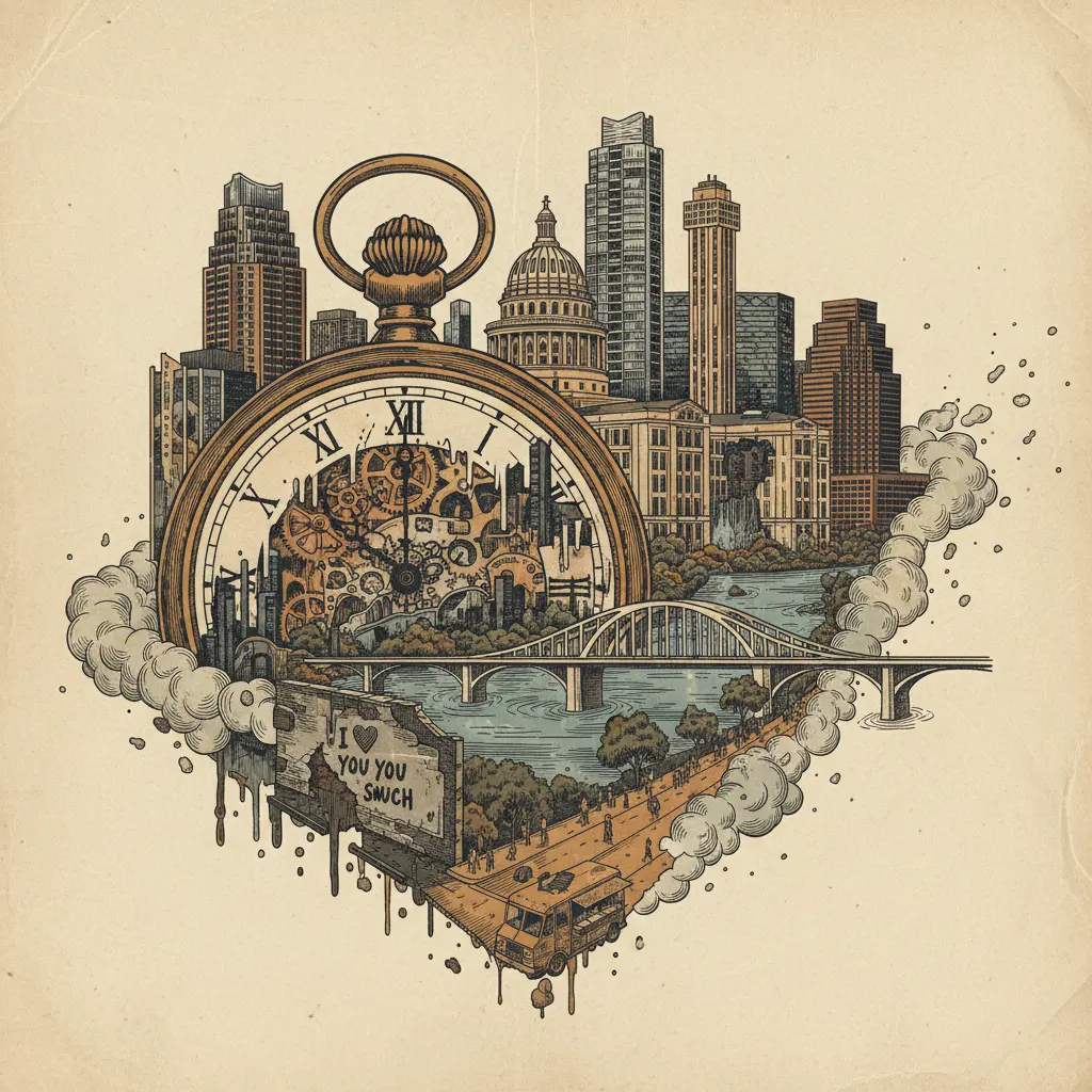 Editorial illustration: WATCH ICON PRINT THE SUBURBS. FEEL YOUR SOUL SLOWLY DISSOLVE.