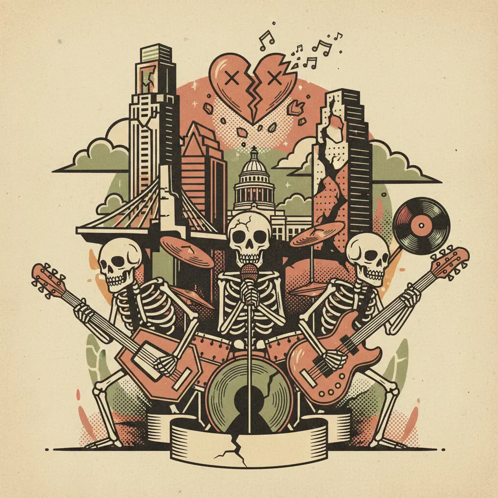 Editorial illustration: LOVE IS DEAD. HERE ARE SOME BANDS.