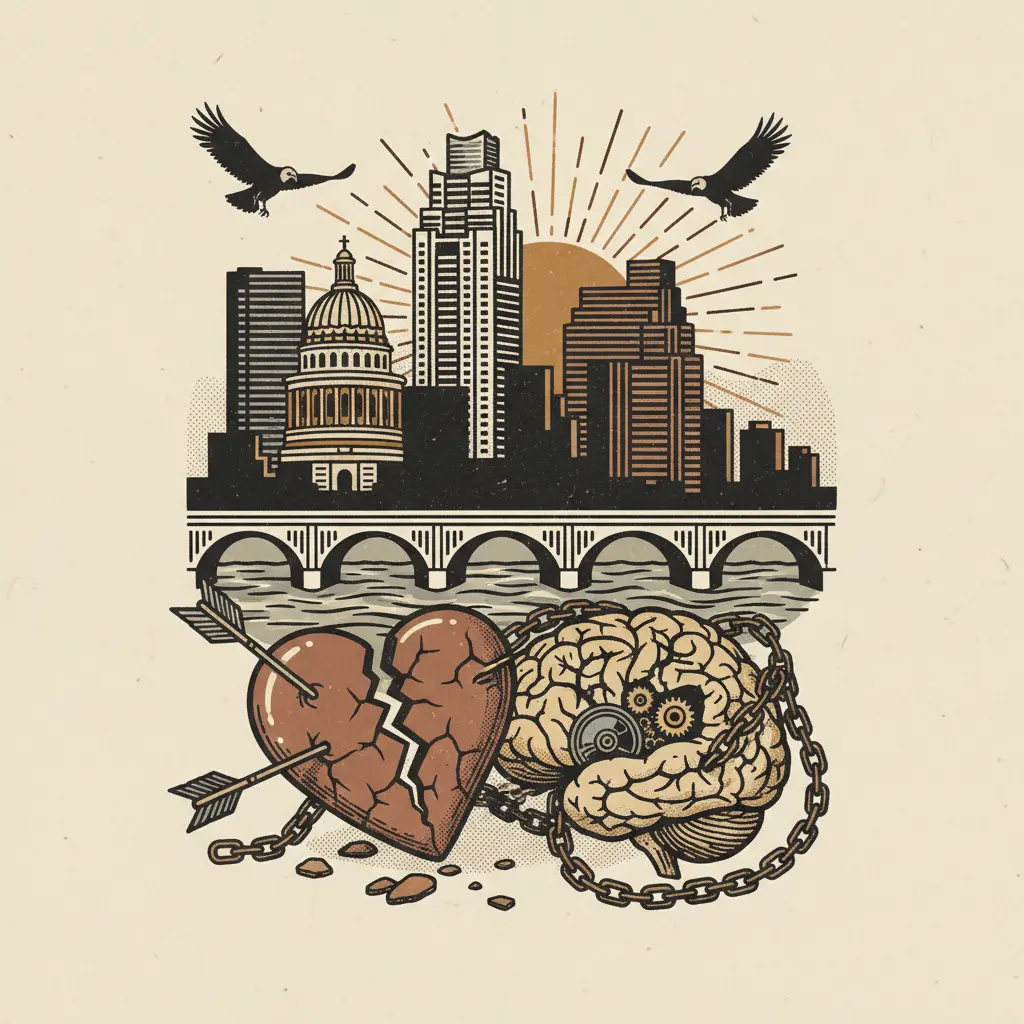 Editorial illustration: LOVE IS DEAD, AND SO IS COMMON SENSE