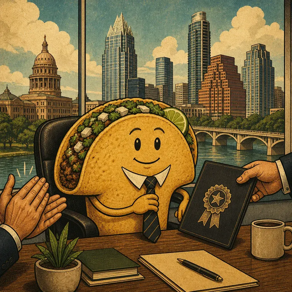 Editorial illustration: THE NEW YORK TIMES JUST GAVE A TACO AN OFFICE PROMOTION — NYT NAMES NIXTA TAQUERIA AMONG '41 OF THE GREATEST MEXICAN RESTAURANTS' (AUG. 13)