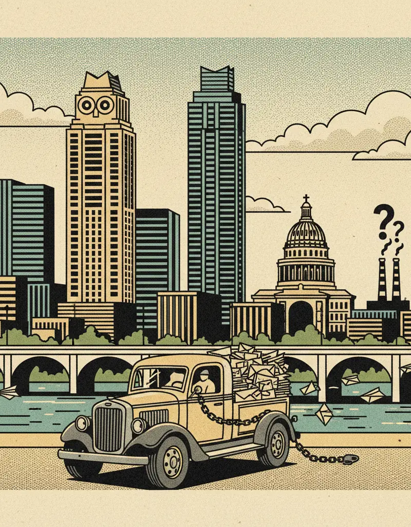 Editorial illustration: THE DAY THE MAIL STOPPED