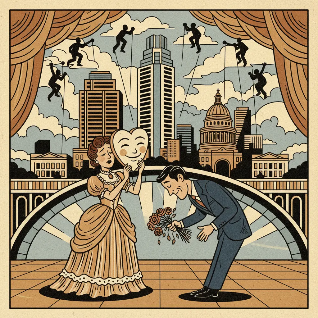 Editorial illustration: LOVE IS REAL (AND ALSO A PERFORMANCE)