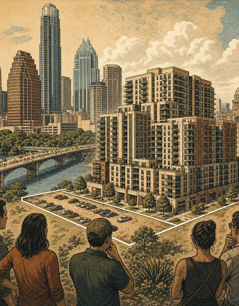 Editorial illustration: ANOTHER STACKED BUILDING FOR HUMANS WHO LIKE SHORT WALKS TO SHOPPING: ENDEAVOR PROPOSES 396 UNITS ON 4.3 ACRES AT BRAKER & KRAMER