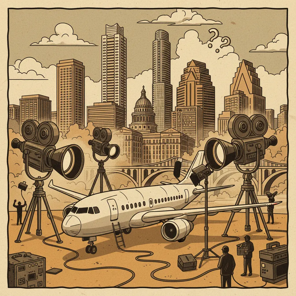 Editorial illustration: EL PASO FLIGHTS GROUNDED: ARE WE IN A MOVIE?