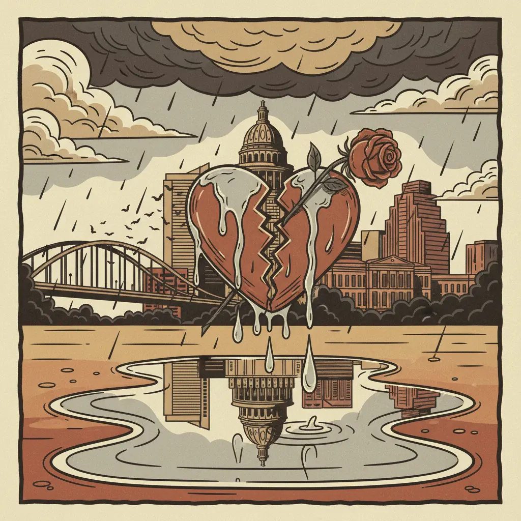 Editorial illustration: ROMANCE IS DEAD, BUT AT LEAST IT'S MILDLY DAMP