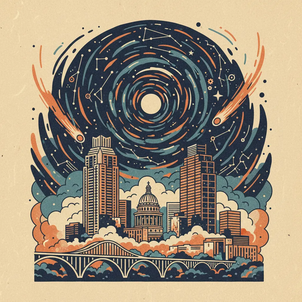 Editorial illustration: THE UNIVERSE CONTINUES ITS INDIFFERENT MARCH FORWARD