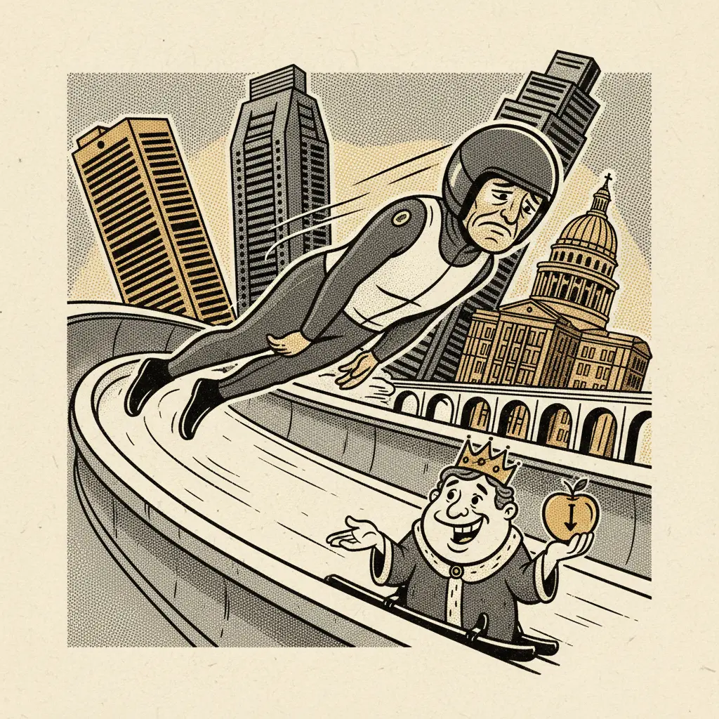 Editorial illustration: LUGE: THE ONLY SPORT WHERE GRAVITY MOCKS YOUR DREAMS