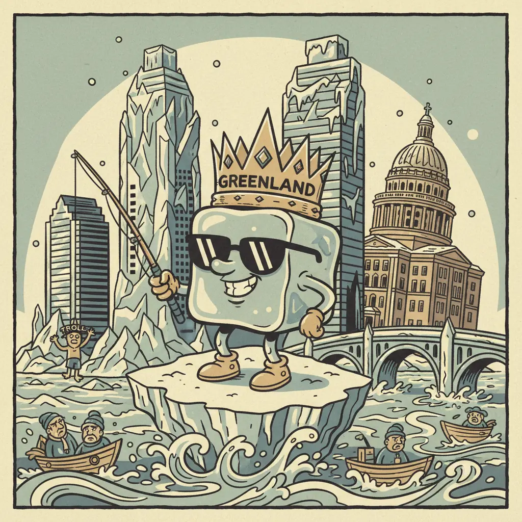 Editorial illustration: GREENLAND: THE COOLEST WAY TO TROLL