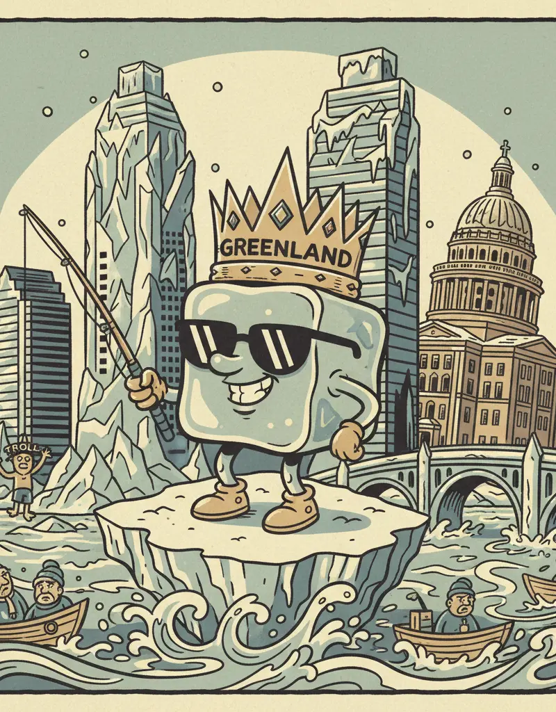 Editorial illustration: GREENLAND: THE COOLEST WAY TO TROLL