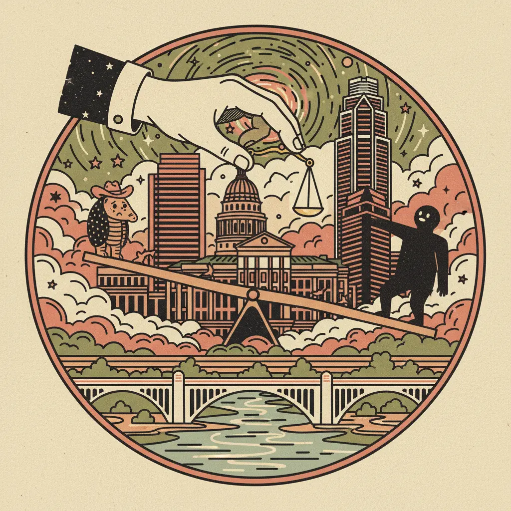 Editorial illustration: THE UNIVERSE CORRECTS A MINOR INJUSTICE