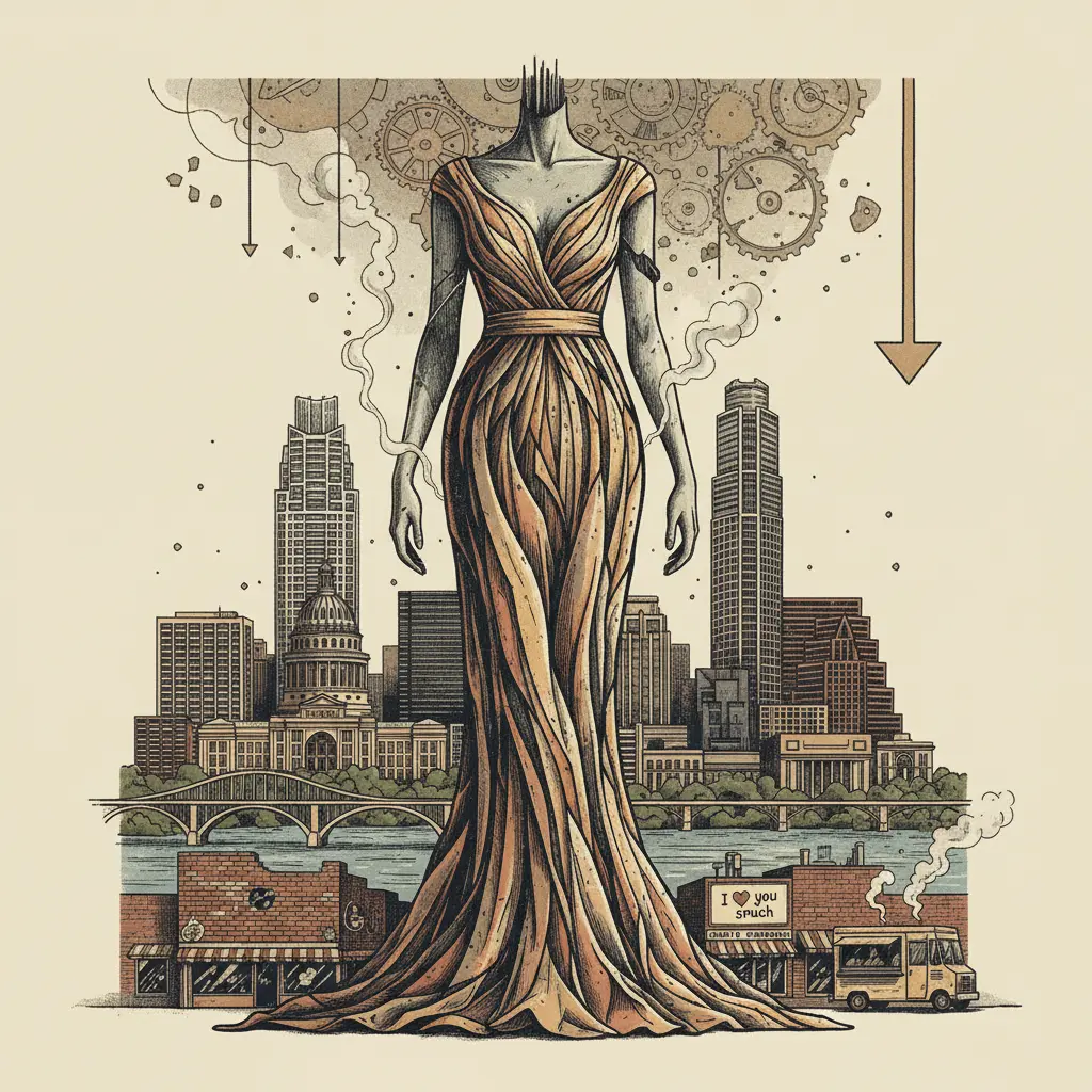 Editorial illustration: MELANIA'S GOWN AT THE SMITHSONIAN: A MONUMENT TO THE END OF FORWARD MOMENTUM