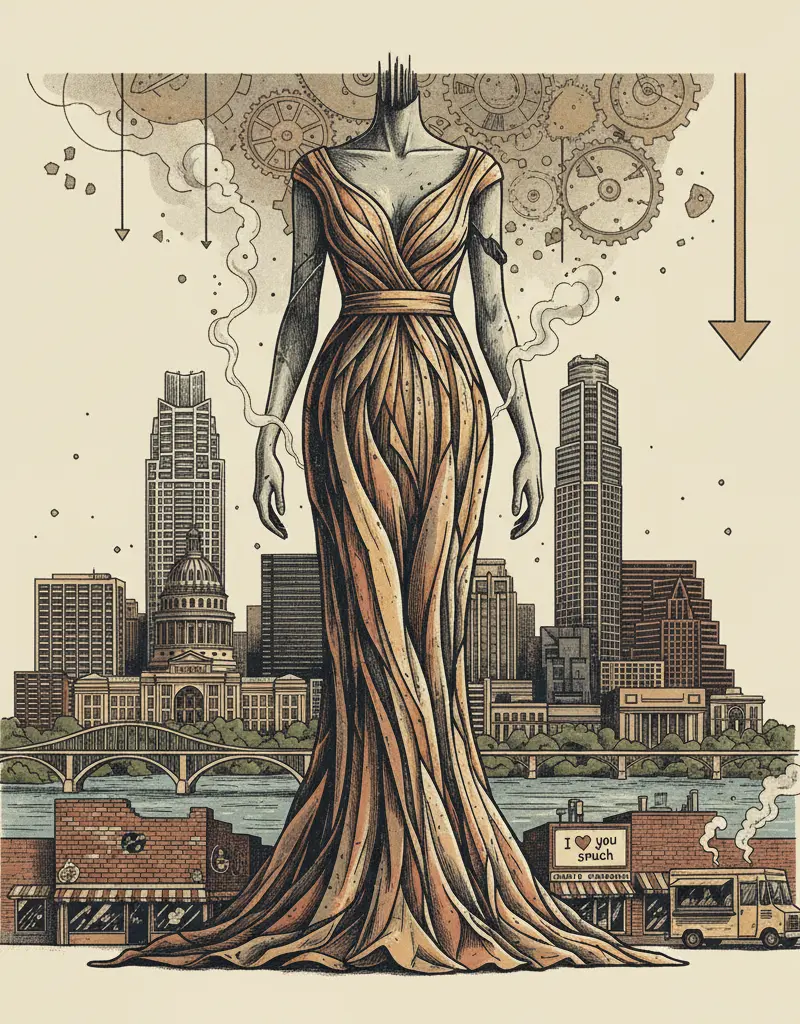 Editorial illustration: MELANIA'S GOWN AT THE SMITHSONIAN: A MONUMENT TO THE END OF FORWARD MOMENTUM