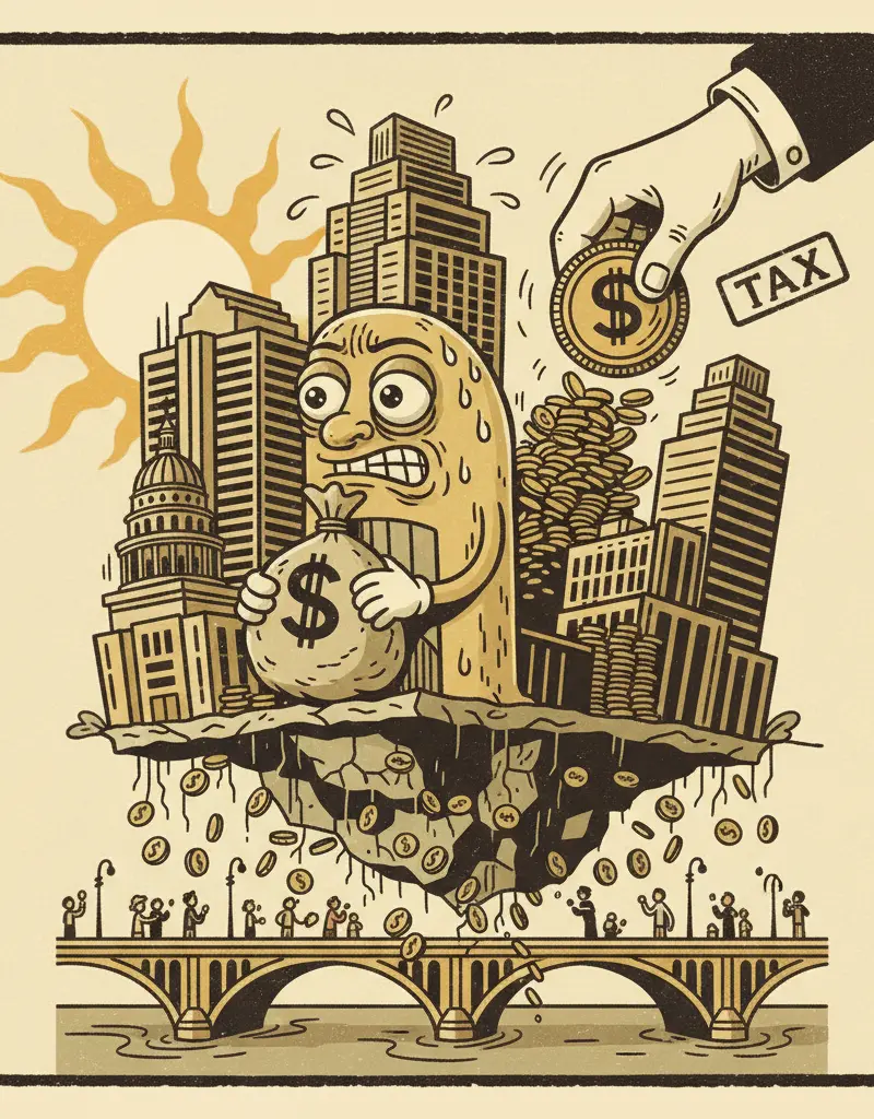 Editorial illustration: THE CITY IS RAISING PRICES TO AVOID COLLAPSING