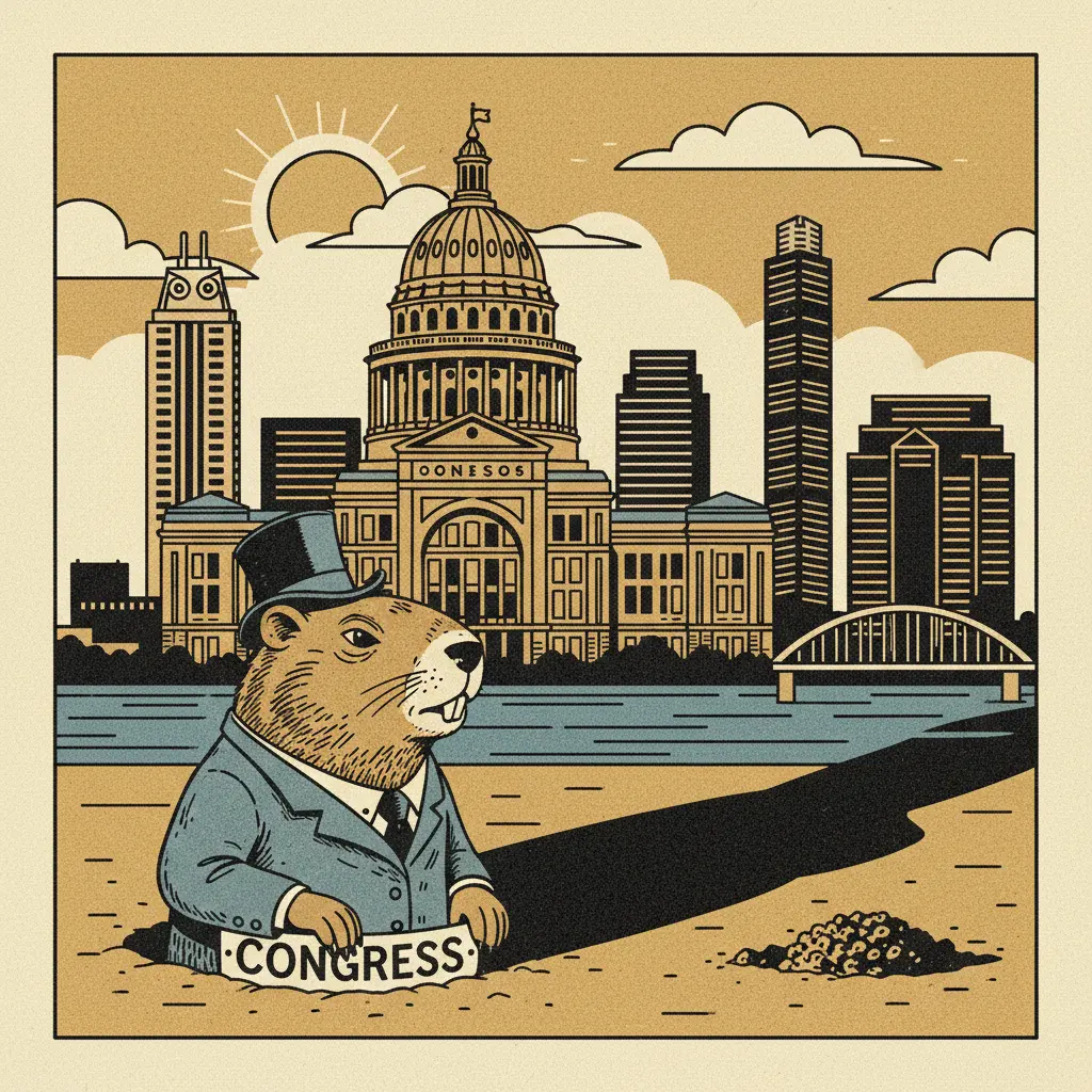 Editorial illustration: GROUNDHOG DAY: CONGRESS EDITION