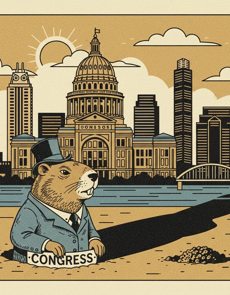 Editorial illustration: GROUNDHOG DAY: CONGRESS EDITION
