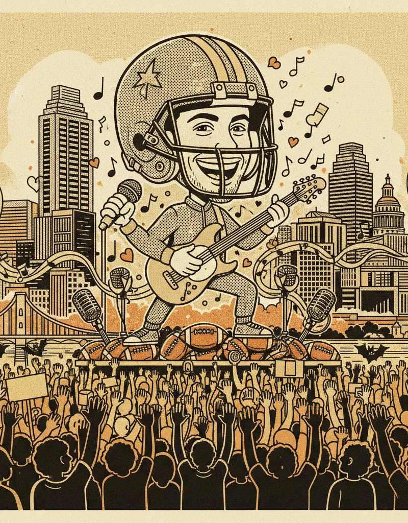 Editorial illustration: THE SUPER BOWL WAS A CHARLIE PUTH CONCERT (APPARENTLY)