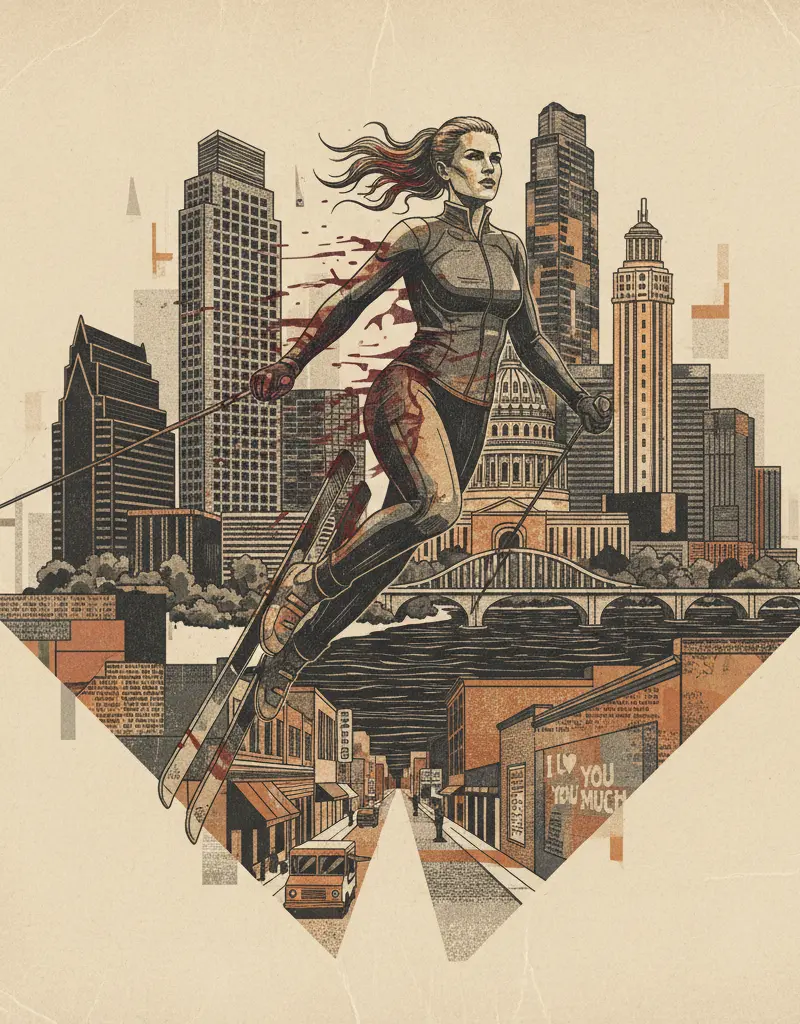 Editorial illustration: LINDSEY VONN RETURNS TO THE US: BECAUSE EVEN OLYMPIC GODS BLEED