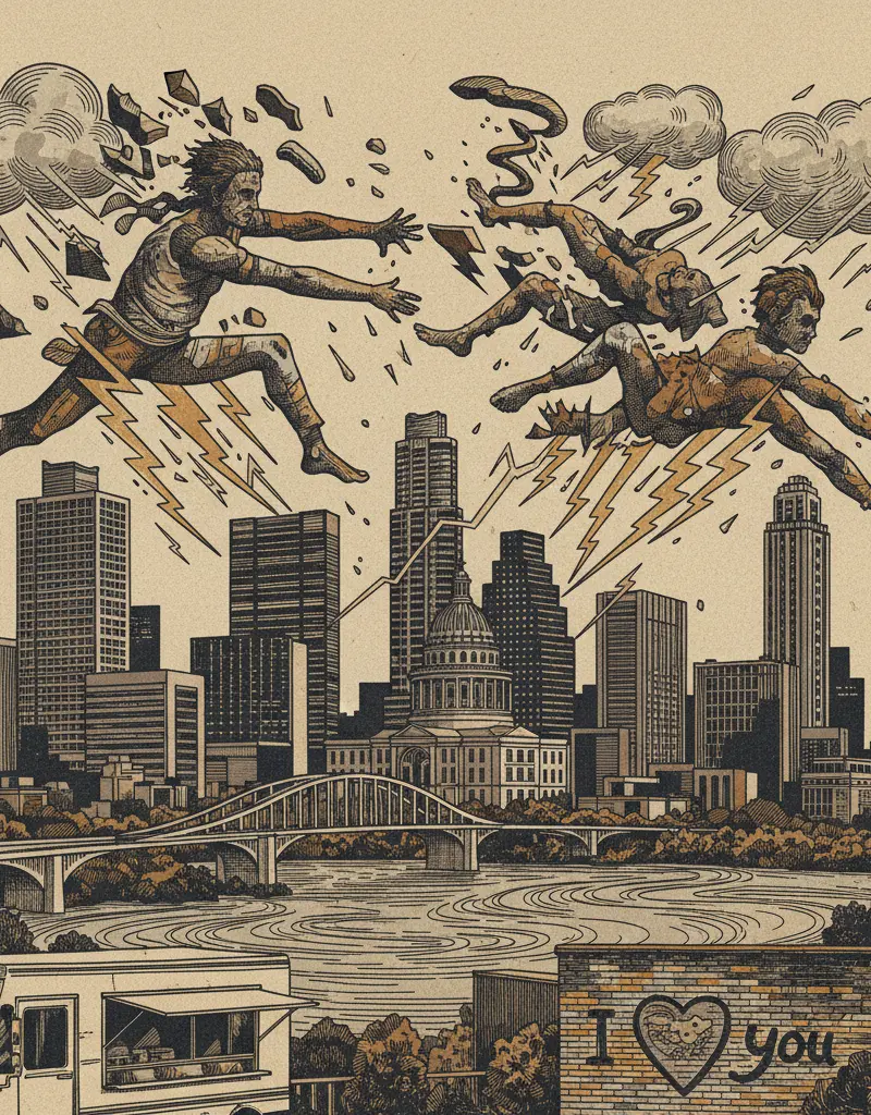 Editorial illustration: PREPARE FOR THE ATMOSPHERIC RE-ENACTMENT OF A BAD BREAKUP