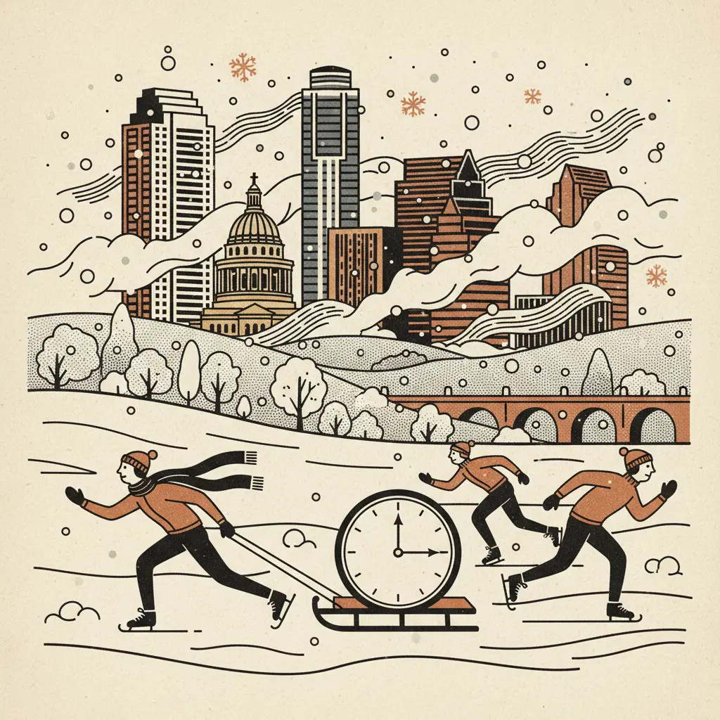 Editorial illustration: FATE IS A WINTER SPORT