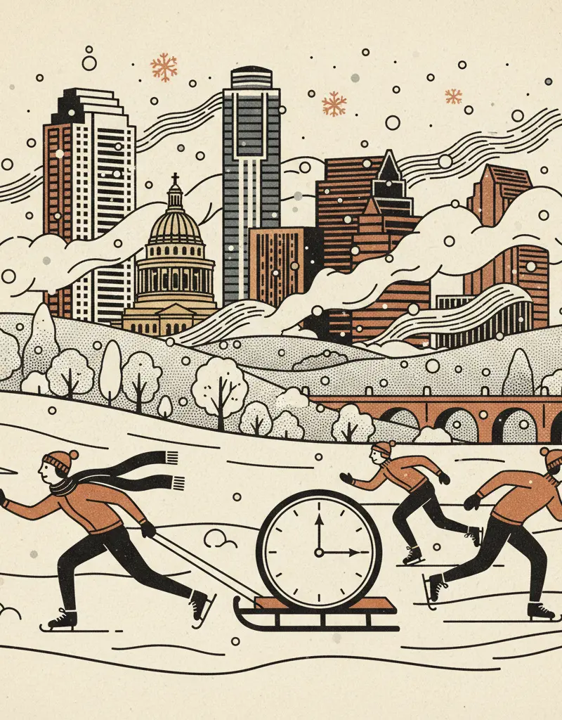 Editorial illustration: FATE IS A WINTER SPORT