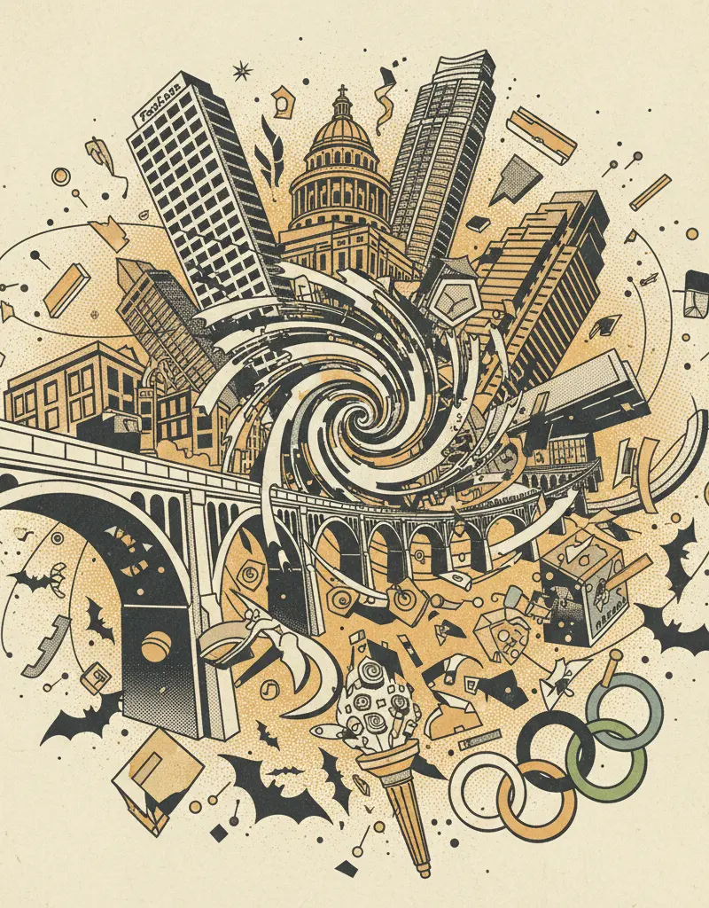Editorial illustration: CHAOS THEORY CONFIRMED: OLYMPIC EDITION