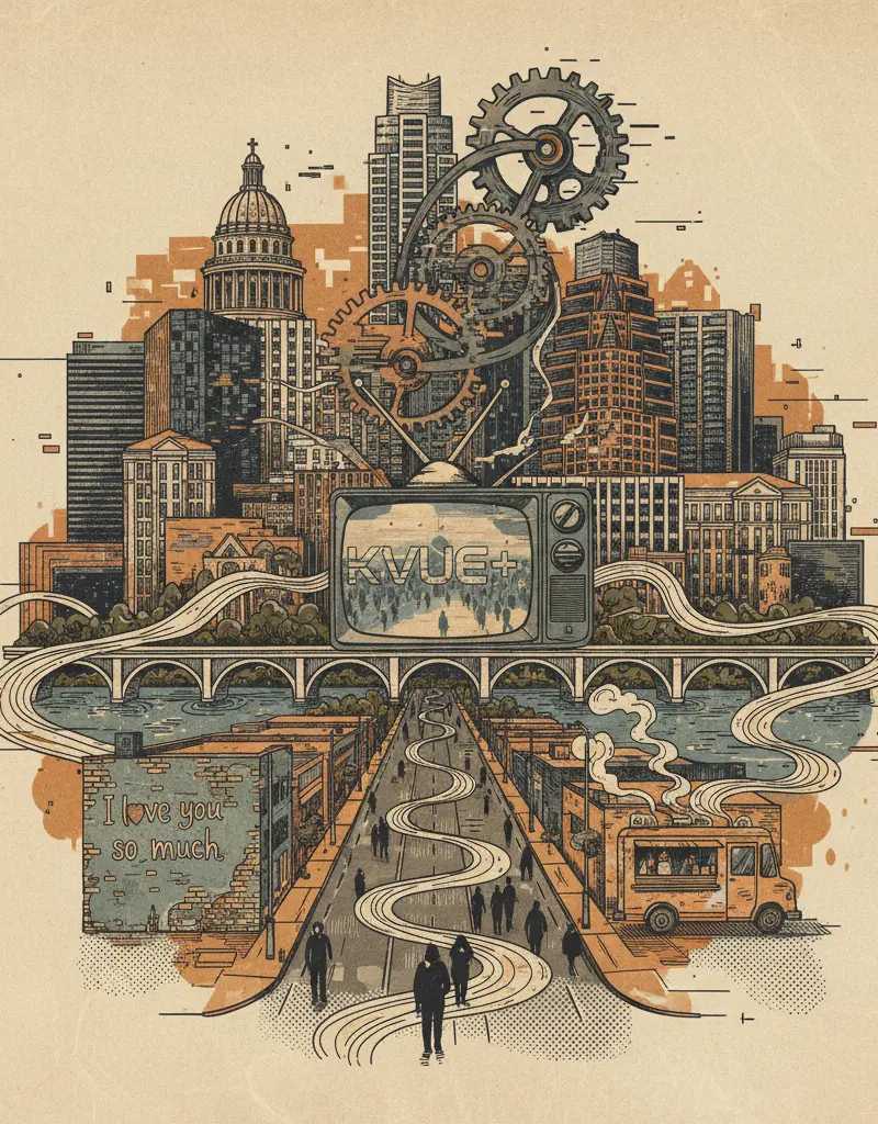 Editorial illustration: WATCH DEMOCRACY SLOWLY DIE ON KVUE+ INSTEAD OF TWITTER