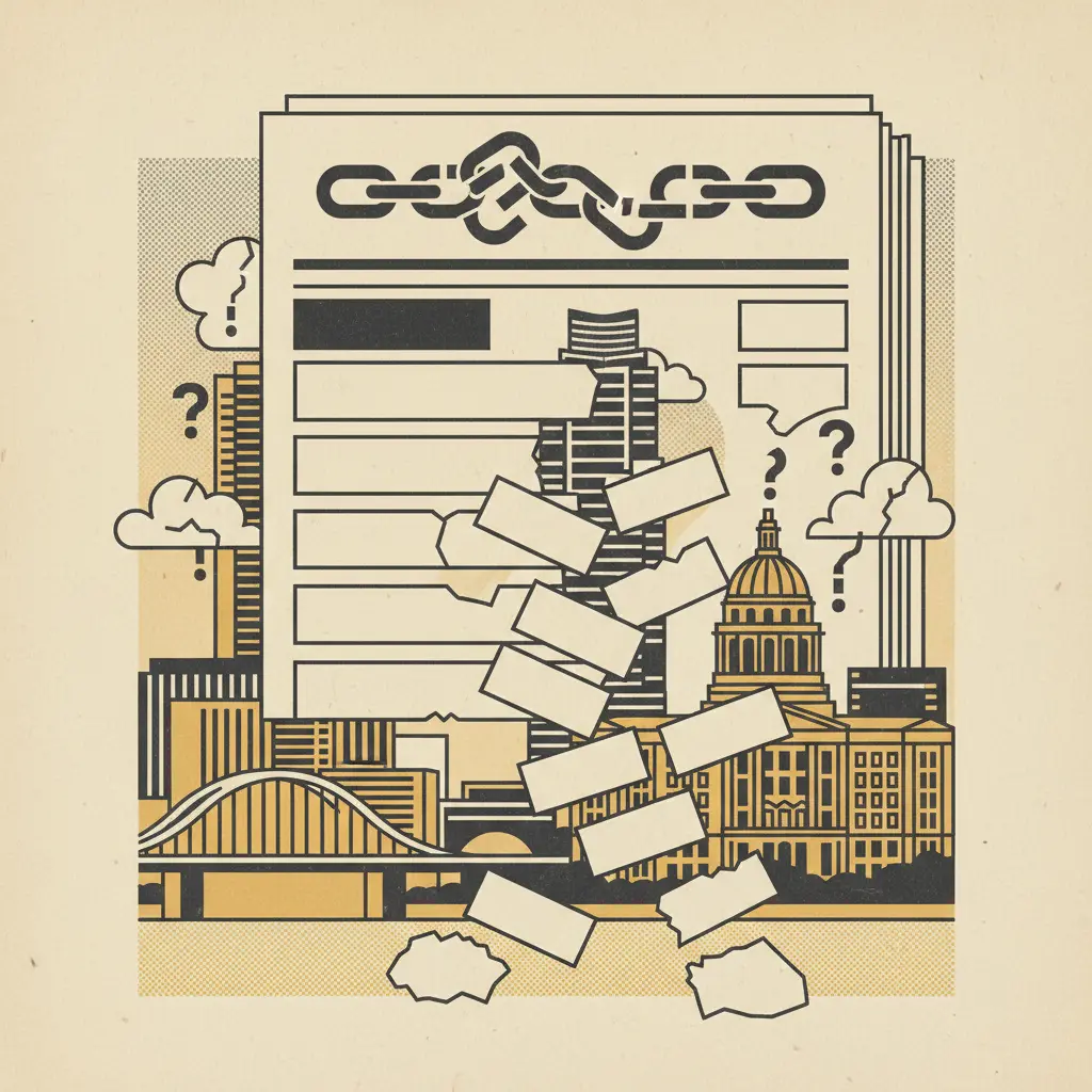 Editorial illustration: KVUE NEWS IS NOW JUST A LIST OF LINKS