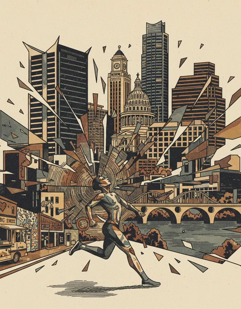 Editorial illustration: WATCH AN OLYMPIC DREAM FRACTURE IN REAL-TIME DUE TO GEOPOLITICAL CHAOS