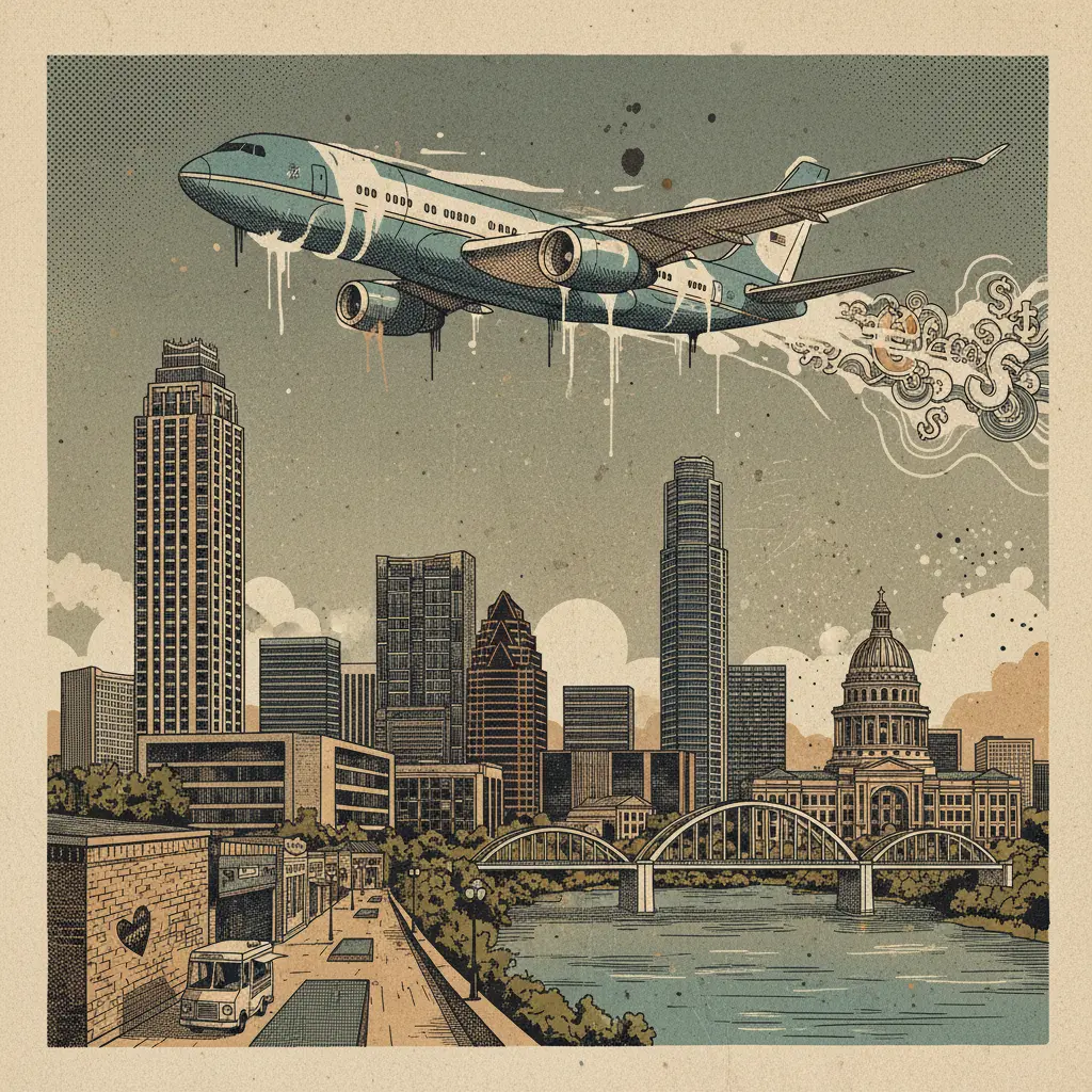 Editorial illustration: THE AIR FORCE IS REPAINTING AIR FORCE ONE BECAUSE APPARENTLY WE HAVE INFINITE MONEY
