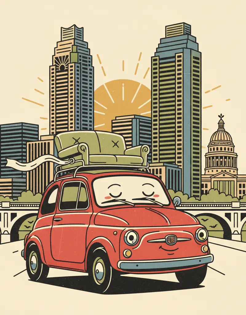 Editorial illustration: ITALIAN THERAPY IS NOW A RENTAL CAR