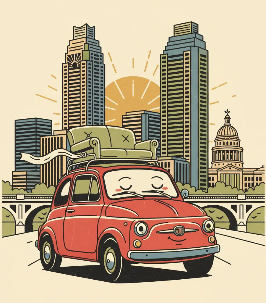 Editorial illustration: ITALIAN THERAPY IS NOW A RENTAL CAR