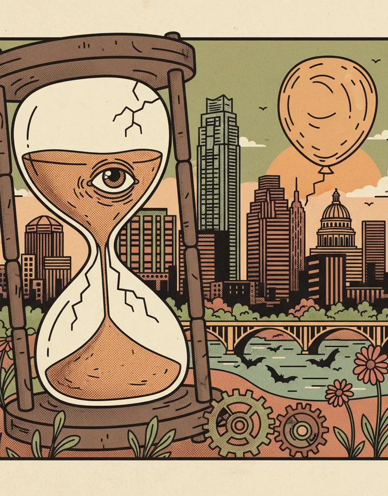 Editorial illustration: AMERICA: STILL WAITING FOR OUR MANDATORY FEEL-GOOD MOMENT