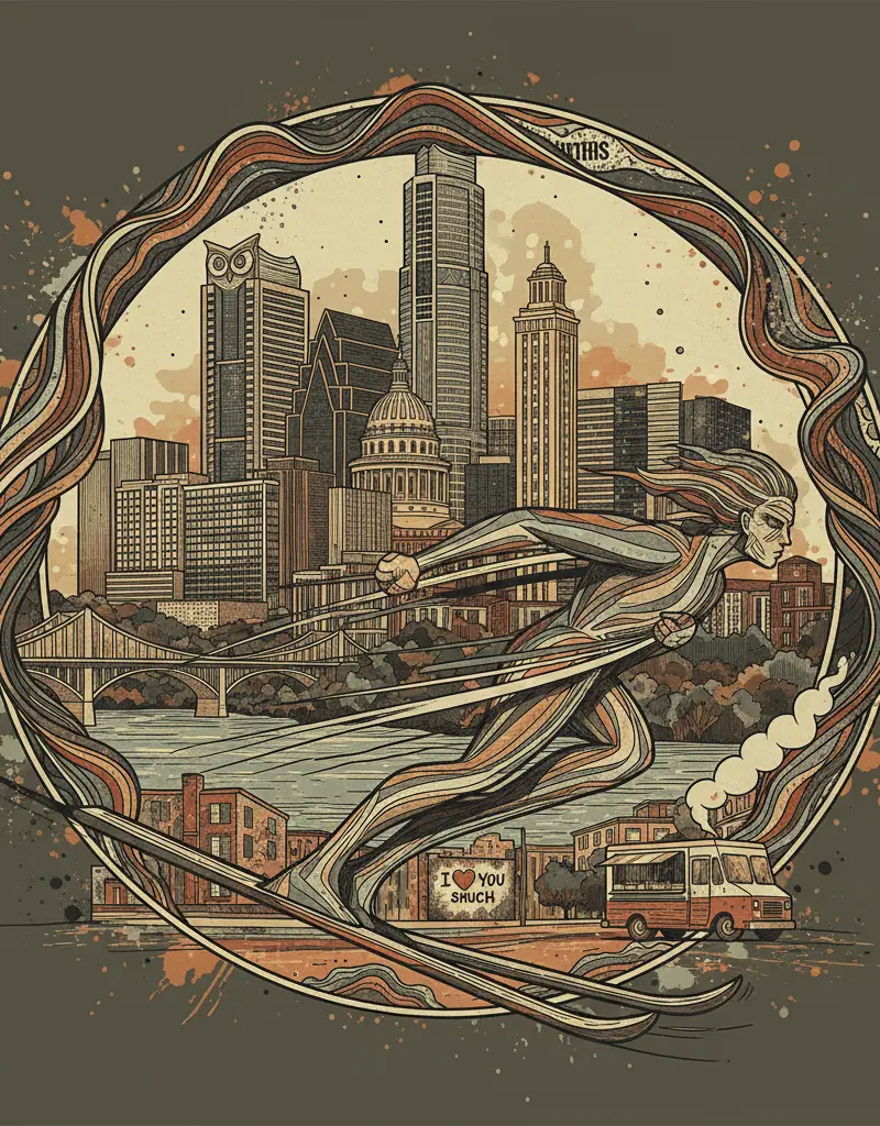 Editorial illustration: RIVER RADAMUS SKIS FOR AMERICA, AND ALL I GOT WAS THIS EXISTENTIAL DREAD