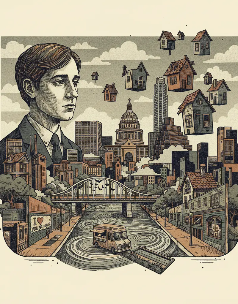 Editorial illustration: CONTEMPLATE YOUR MORTAL COIL WHILE LOOKING AT ART ABOUT HOUSES