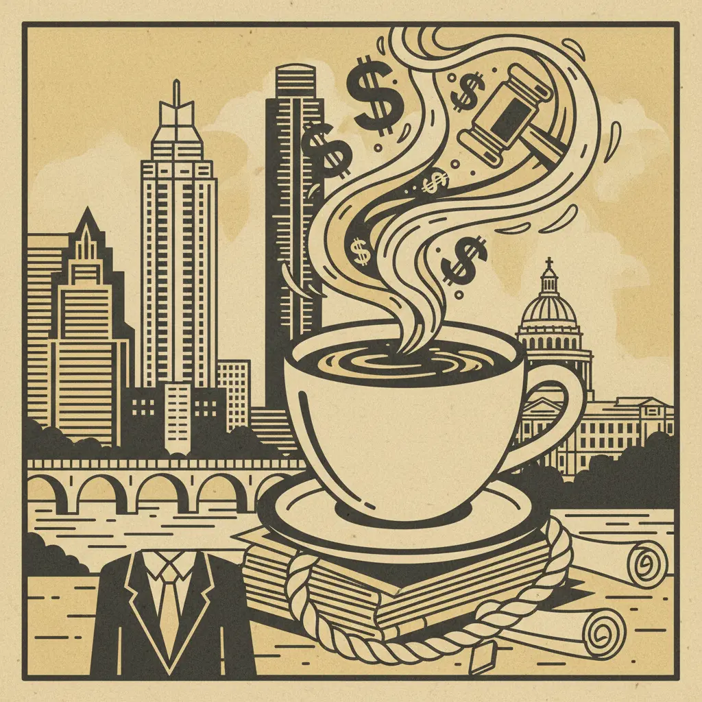 Editorial illustration: THE SWEET SMELL OF LITIGATION