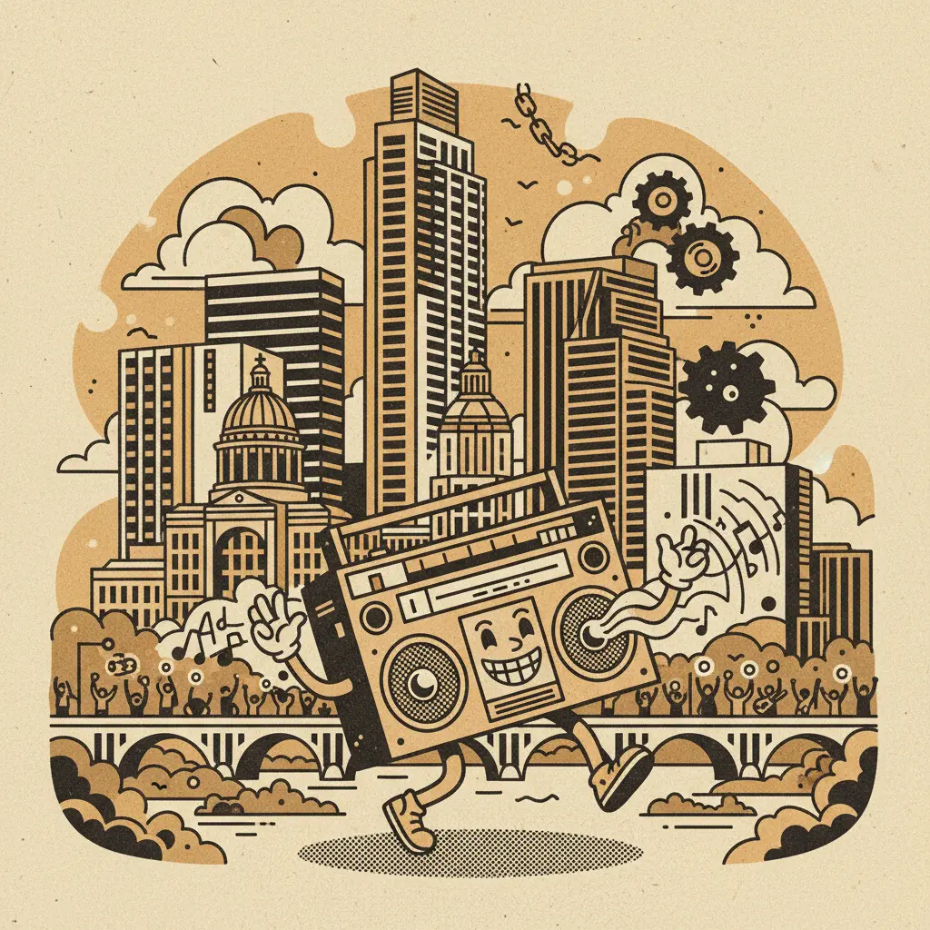 Editorial illustration: SXSW 2026: THE BEAT GOES ON (DESPITE EVERYTHING)