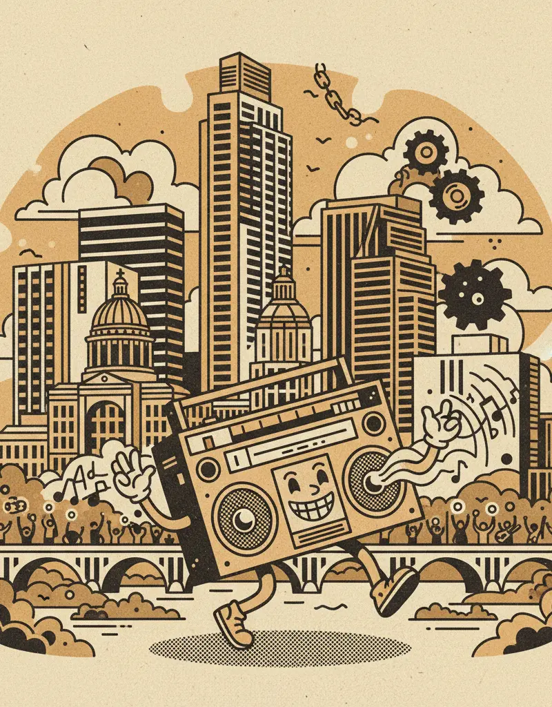 Editorial illustration: SXSW 2026: THE BEAT GOES ON (DESPITE EVERYTHING)