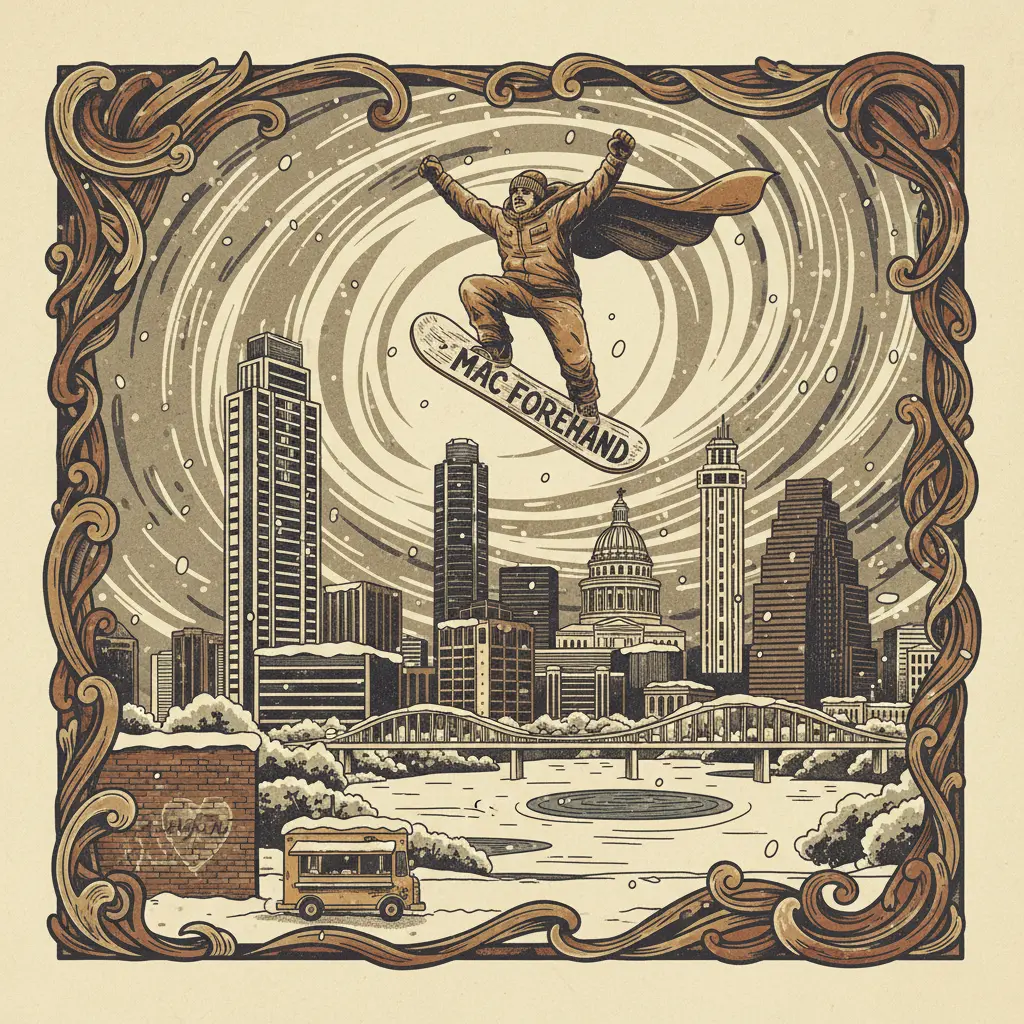 Editorial illustration: WATCH MAC FOREHAND FIGHT GRAVITY AND WIN: A SNOWY TALE OF AMERICAN TRIUMPH